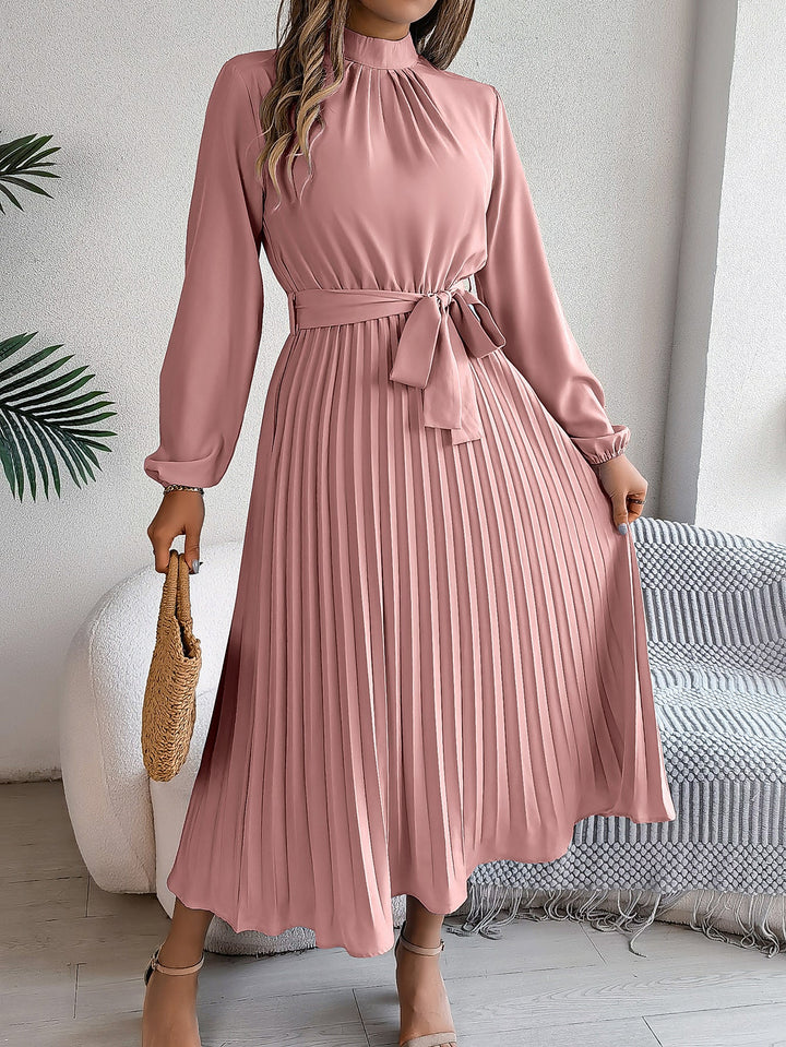 Martine | Belted Pleated Maxi Dress