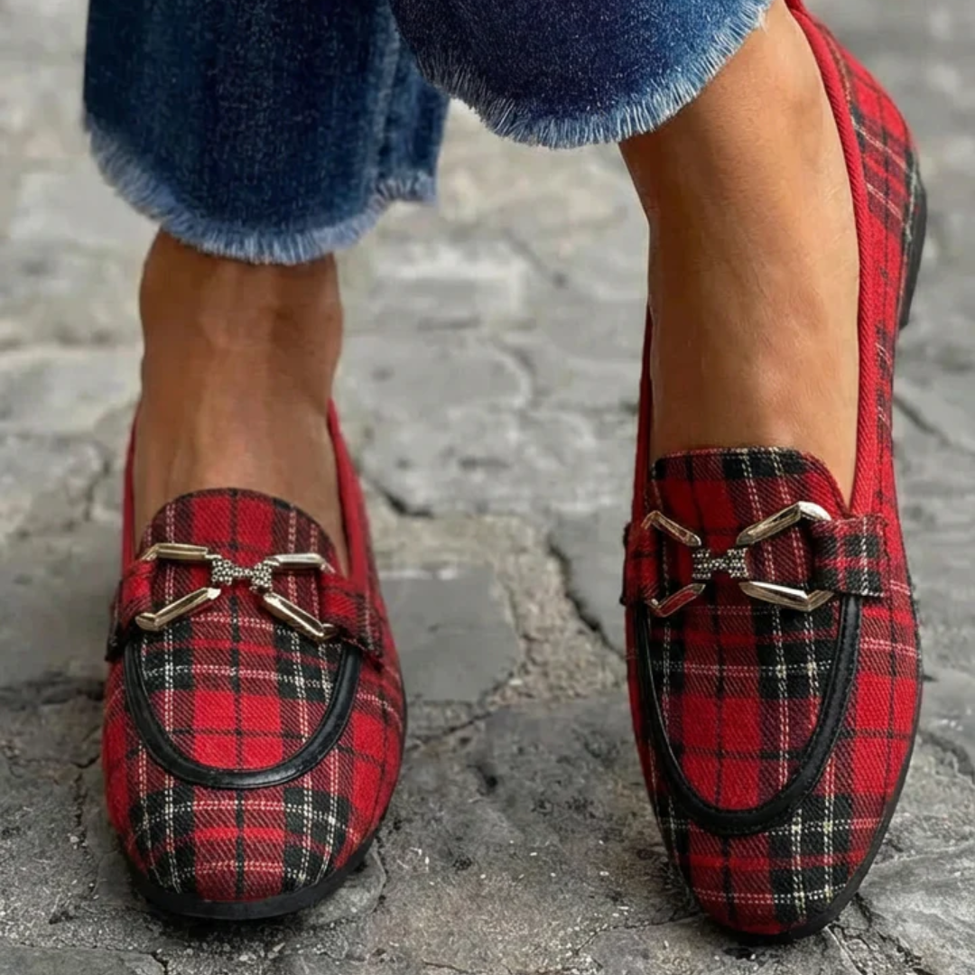 Rowan - Gold Check Moccasins