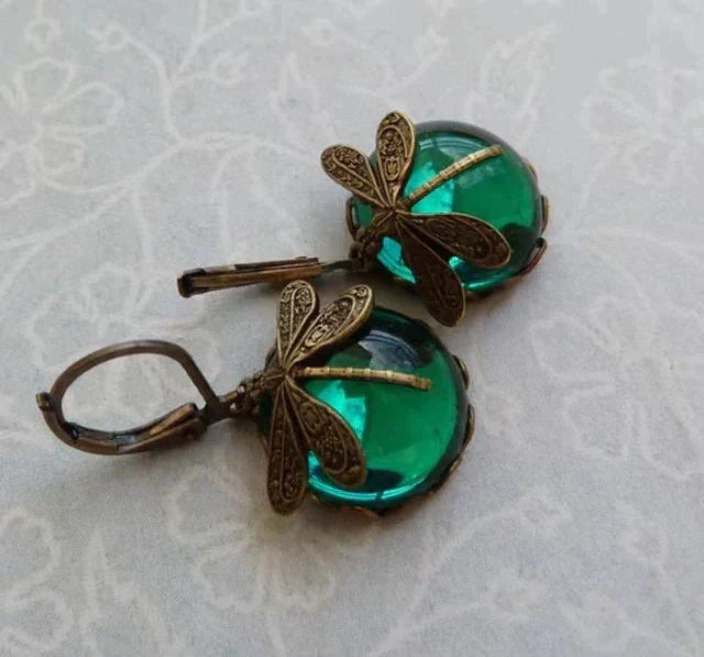Antika Guld Dragonfly Earrings