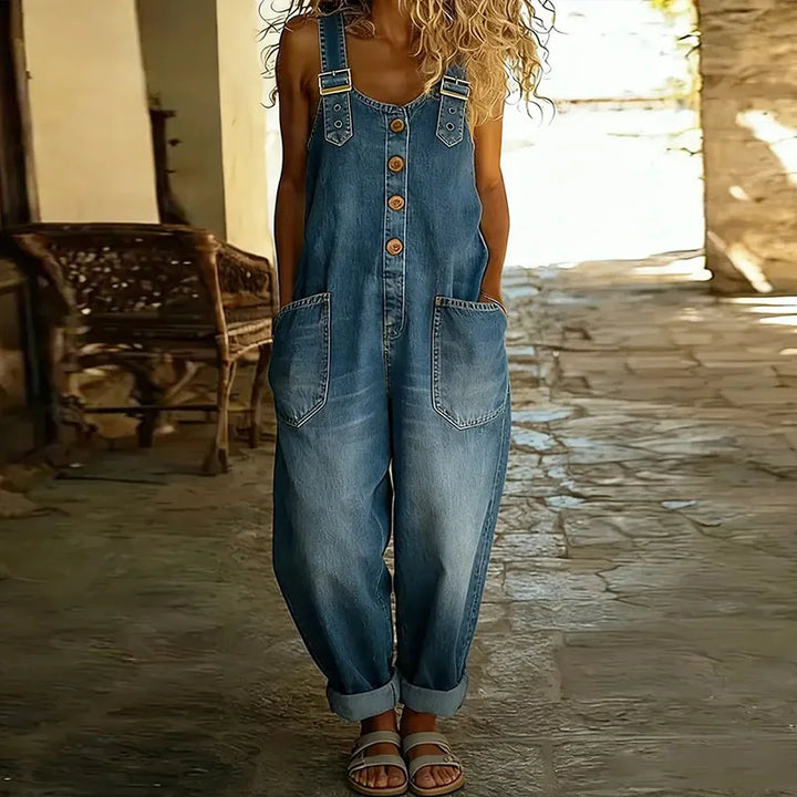 Maïwenn | Vintage Cotton Soft Denim Effect Dungarees