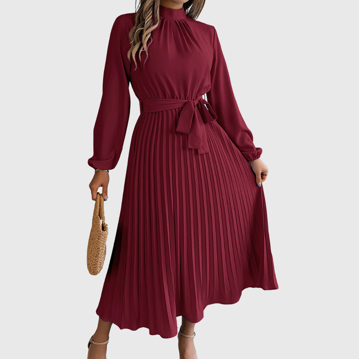 Martine | Belted Pleated Maxi Dress