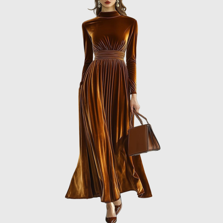 Marie | Pleated Velvet Maxi Dress