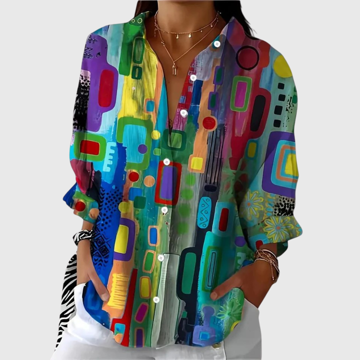 Léa | Elegant Blouse with Geometric Pattern