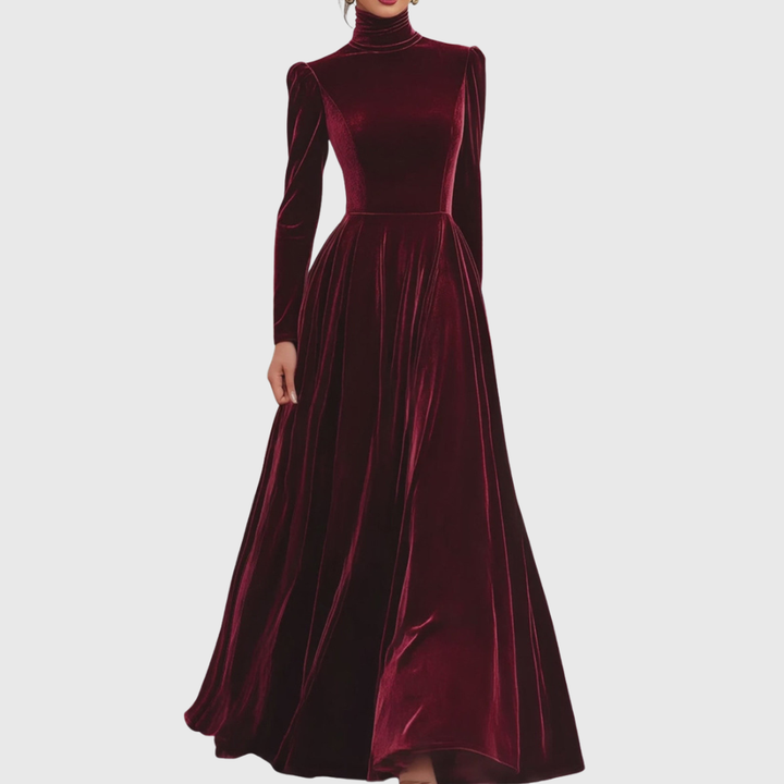 Éléonore | Velvet Maxi Dress with High Neck