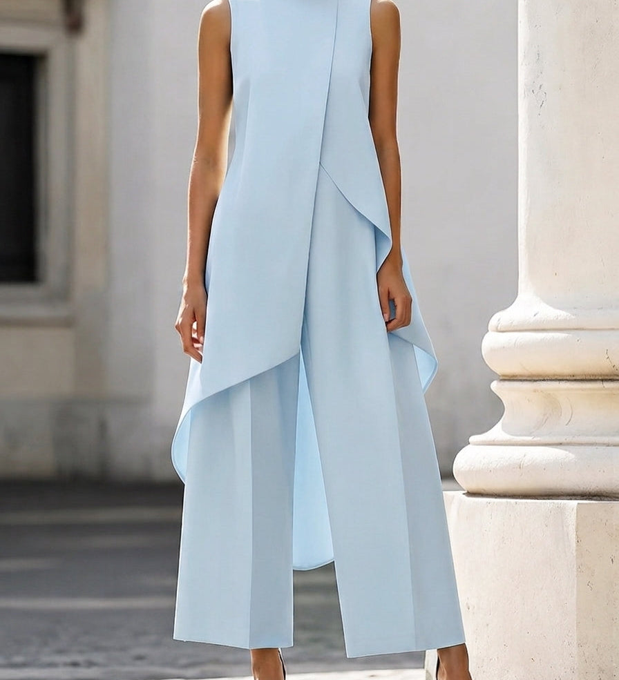 Martyna™ | Elegantiškas jumpsuit plačiomis kelnėmis ir aukšta apykakle