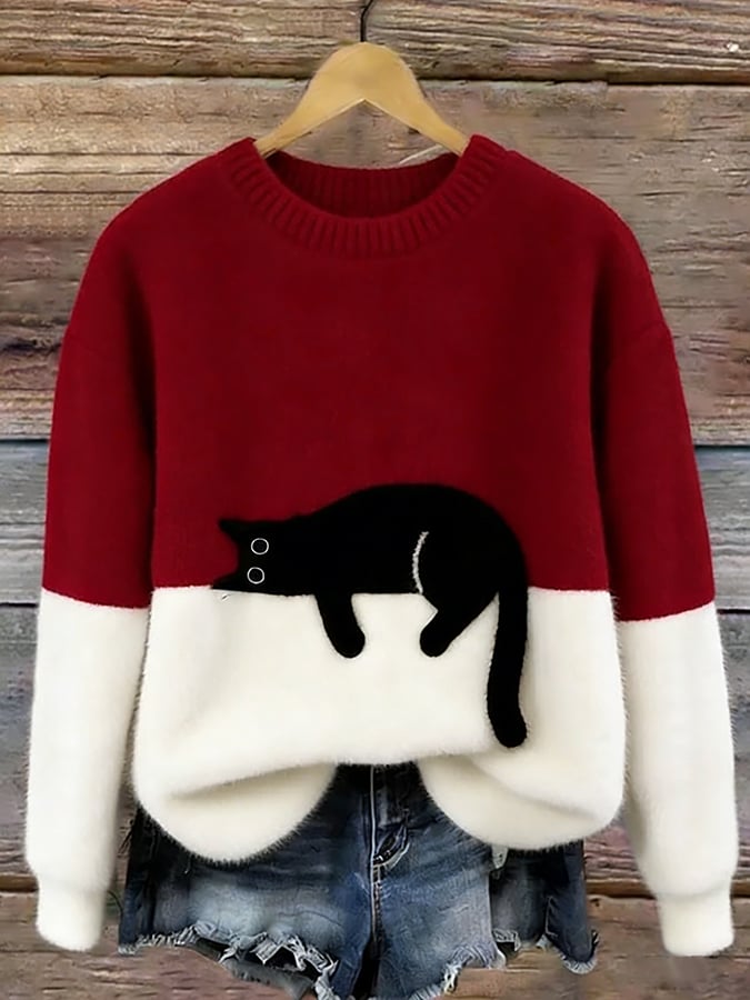Bonnie | Cat Print Oversized Jumper