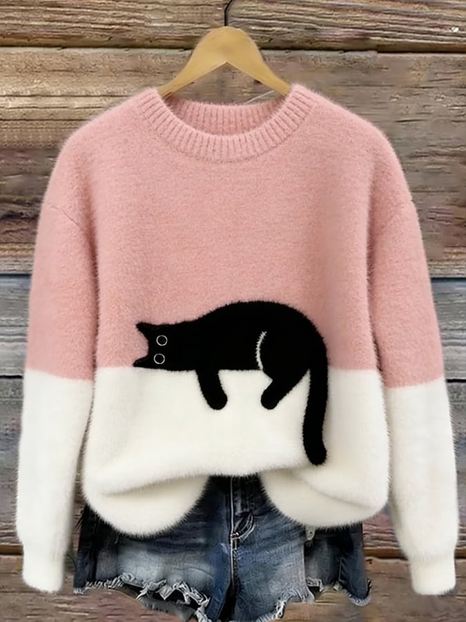 Bonnie | Cat Print Oversized Jumper
