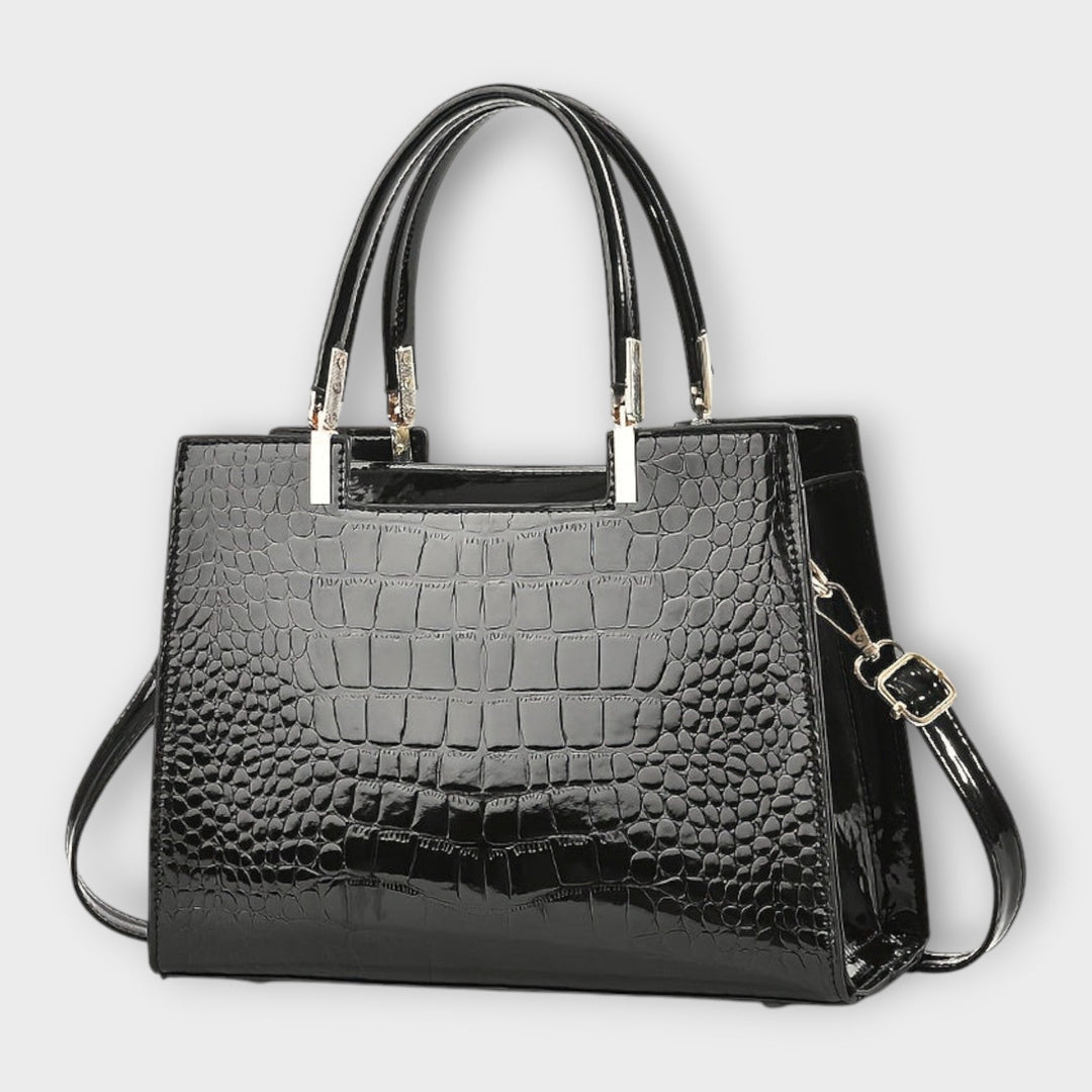 Emilie | Shiny Crocodile Leather Handbag
