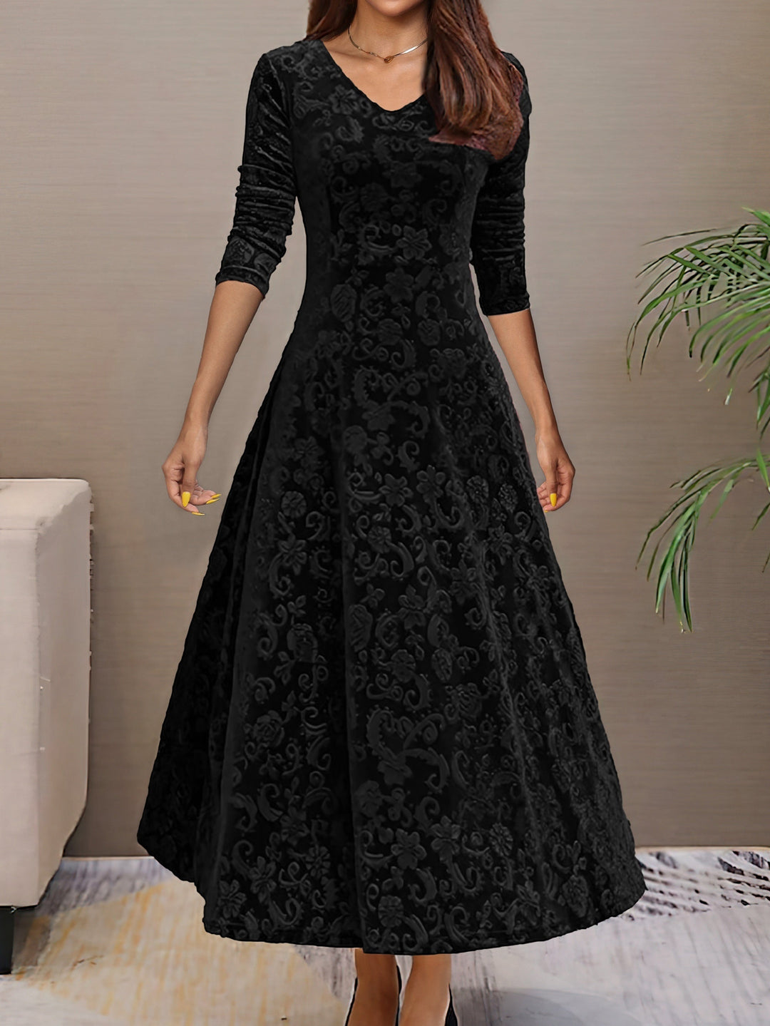 Sandrine | Velvet Elegance Dress for the Festive Season