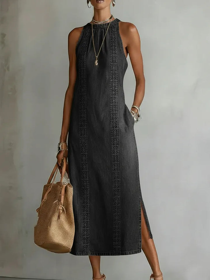 Soline | Denim Dress with Retro Lace