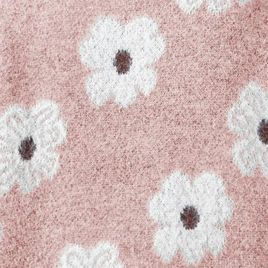 Violet | Floral Cable-Knit Zip Collar Jumper