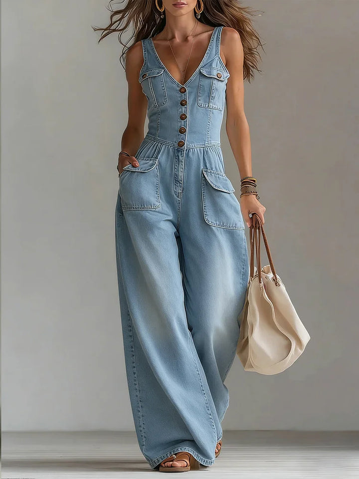 Octavie | Loose Denim Jumpsuit