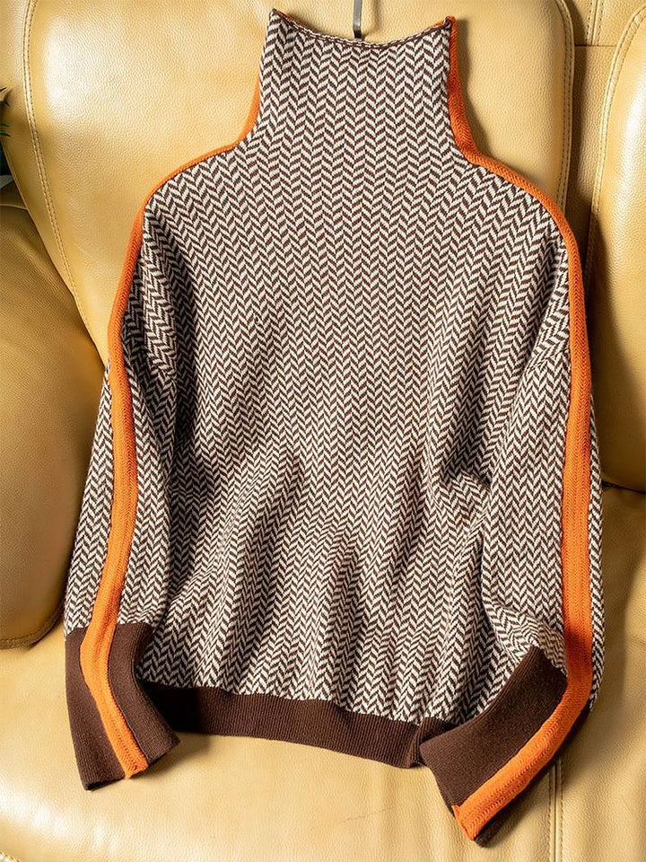 Agnes | Herringbone Roll Neck Jumper