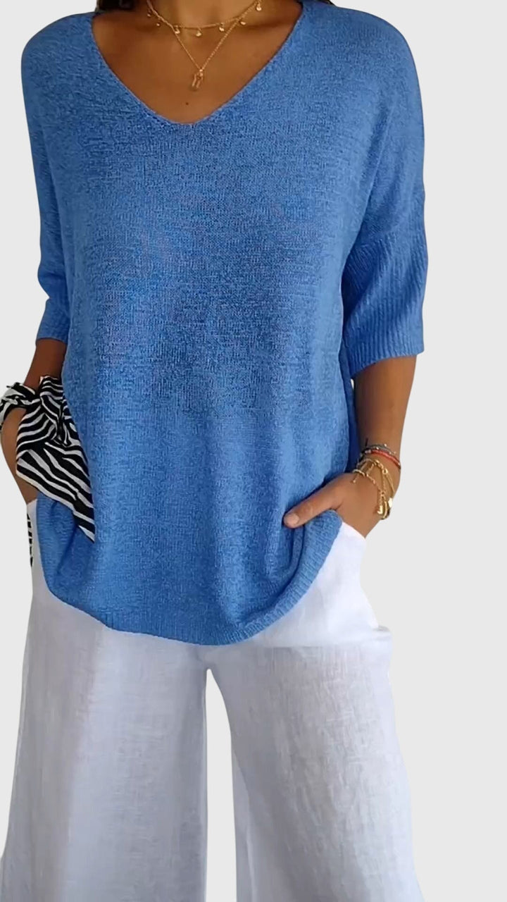 Caroline | Elegant V-Neck Top