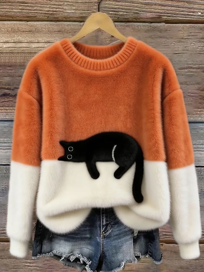 Bonnie | Cat Print Oversized Jumper