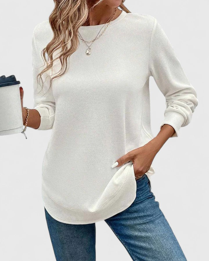 Céline | Elegant Round Neck Long Sleeve Top