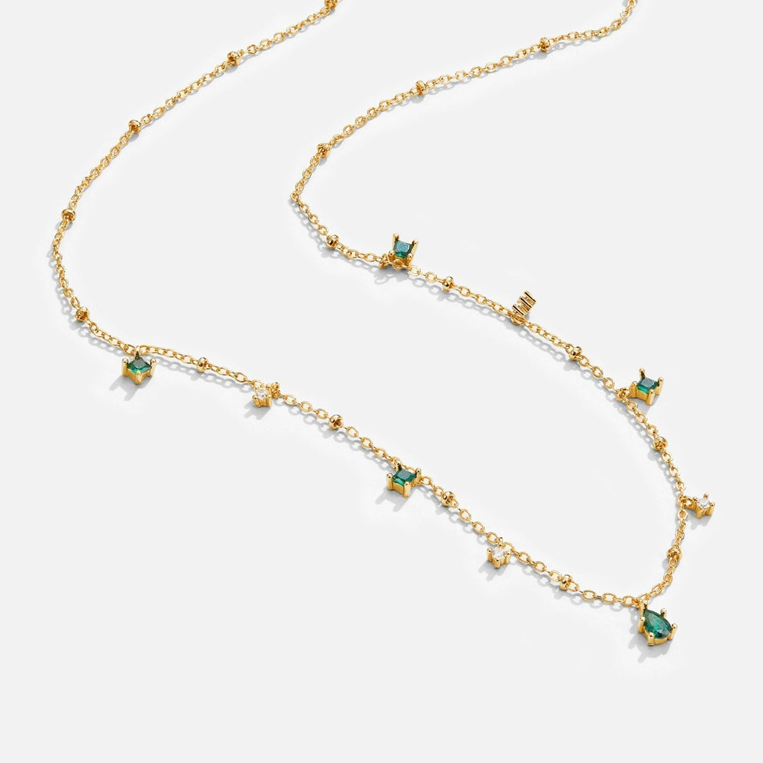 Marthe – Gold Necklace with Green Pendant