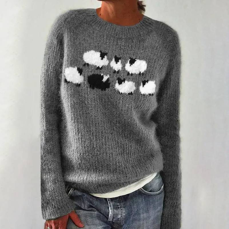 Bianca | Grey Jumper with Sheep Motif