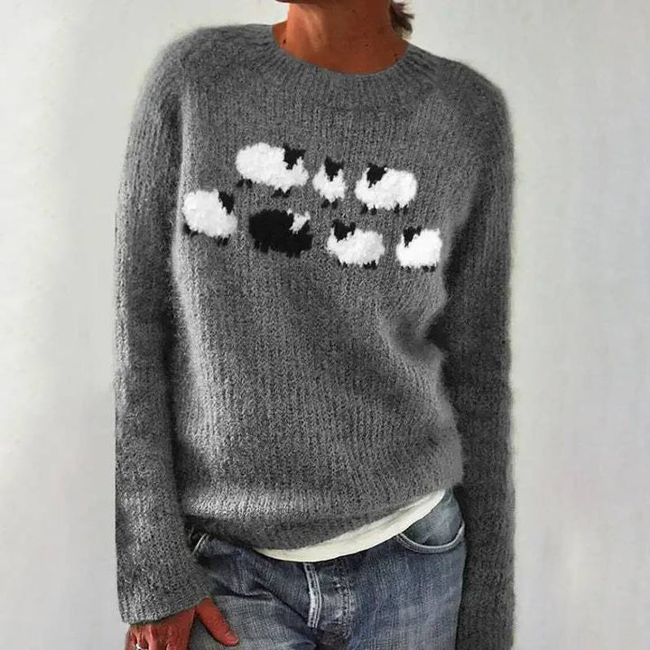 Bianca | Grey Jumper with Sheep Motif