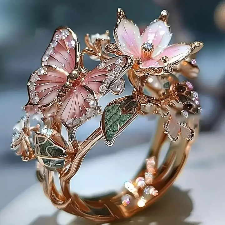 Zirconia Butterfly Ring Natural Light