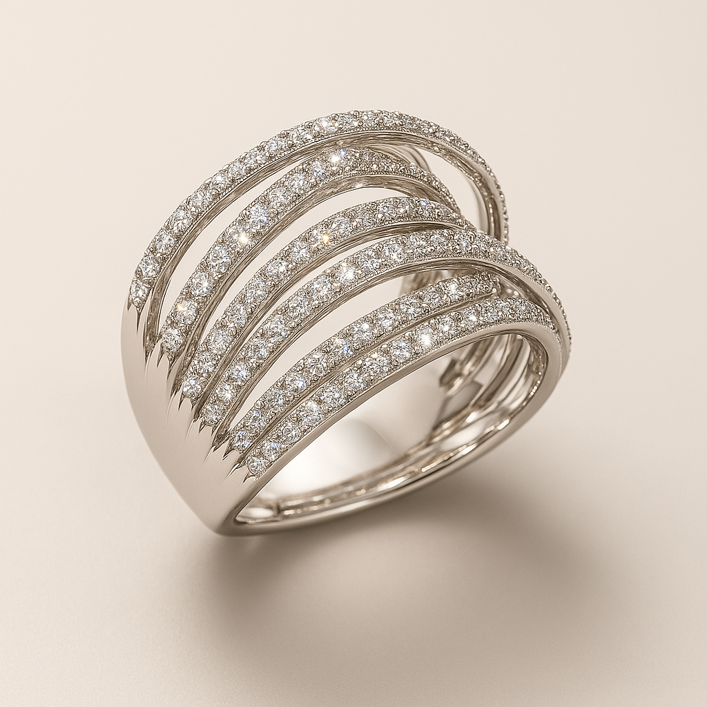 Vintage Silver Zirconia Stacked Ring