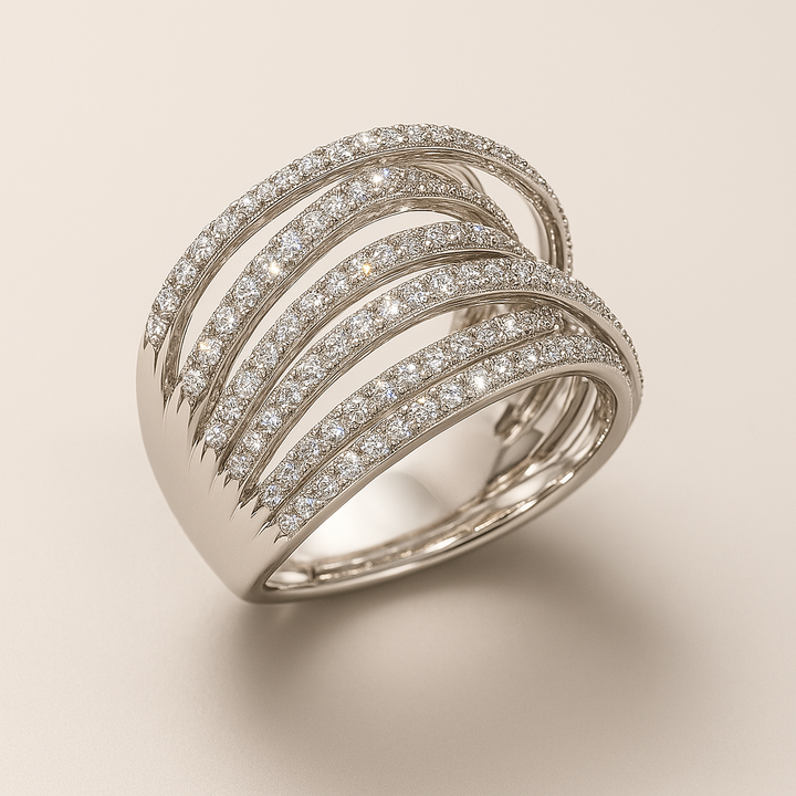 Vintage Silver Zirconia Stacked Ring