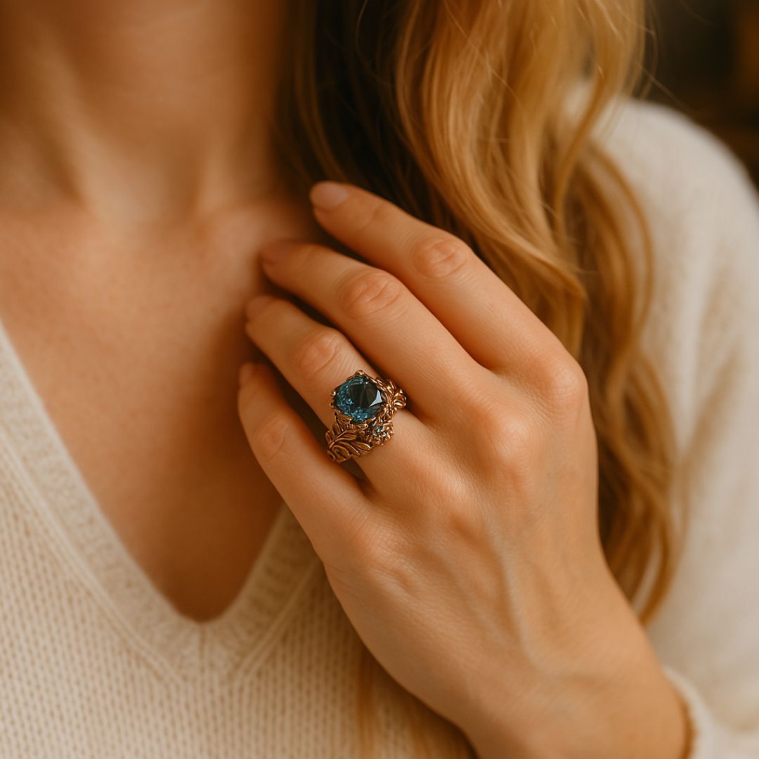 Natural Green Crystal Ring