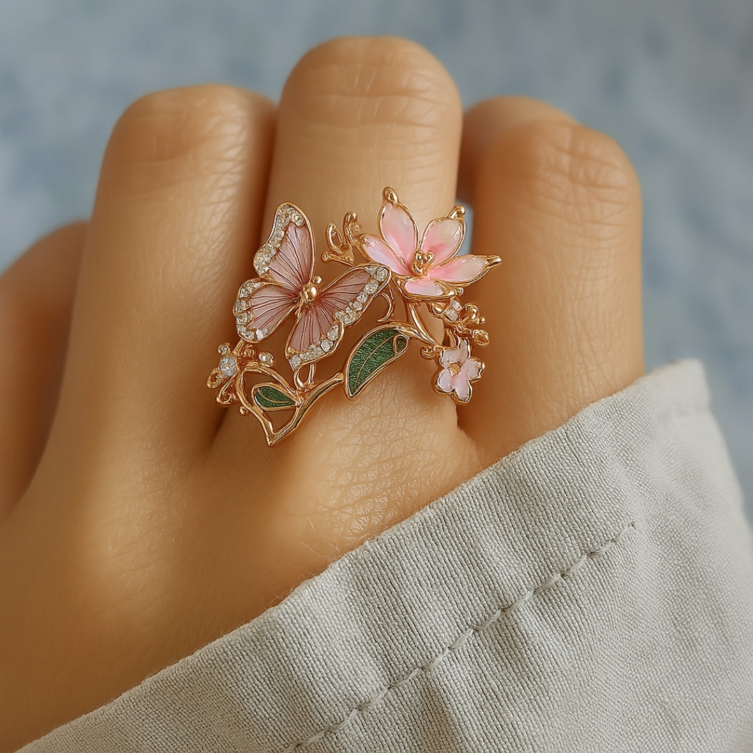 Zirconia Butterfly Ring Natural Light