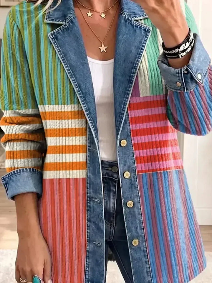 Finola | Retro Jacket with Artistic Geometric Pattern