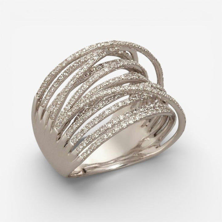 Vintage Silver Zirconia Stacked Ring