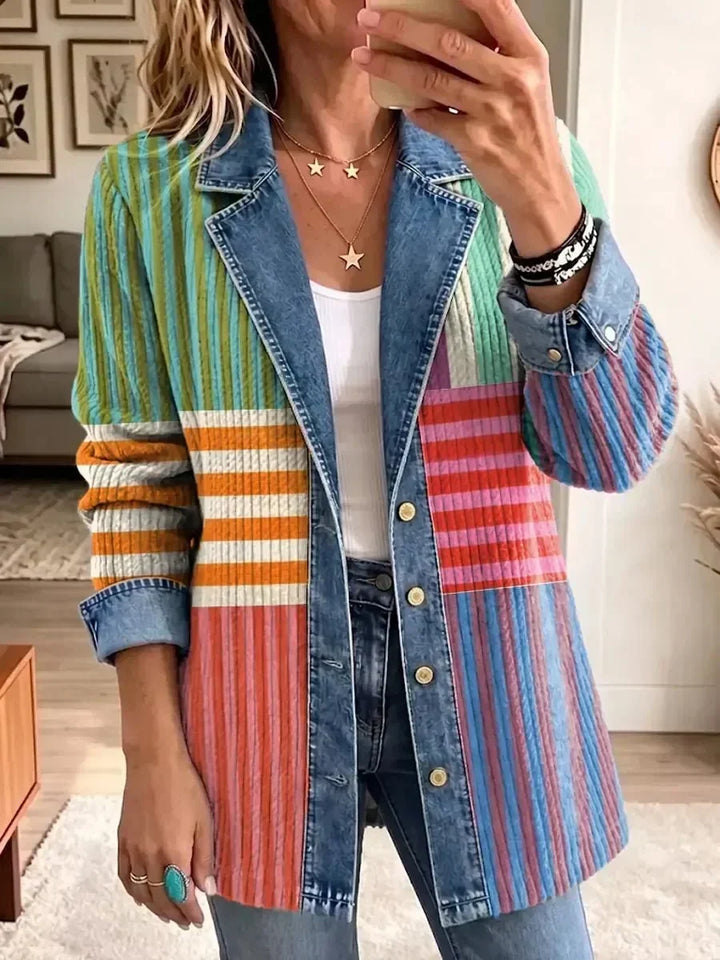 Finola | Retro Jacket with Artistic Geometric Pattern
