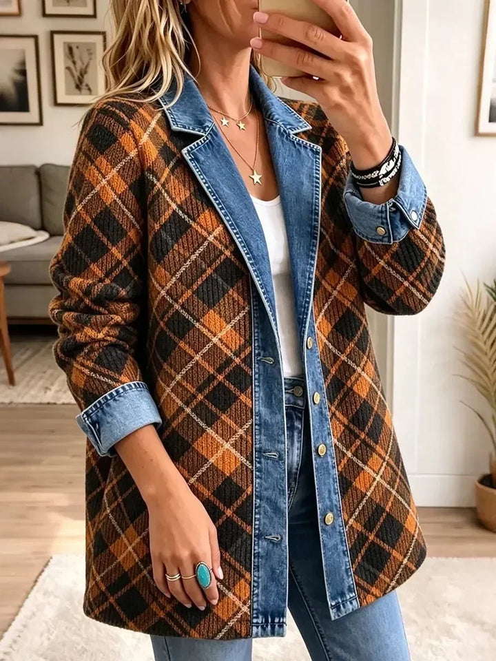 Ailish | Vintage Denim Jacket with Block Print