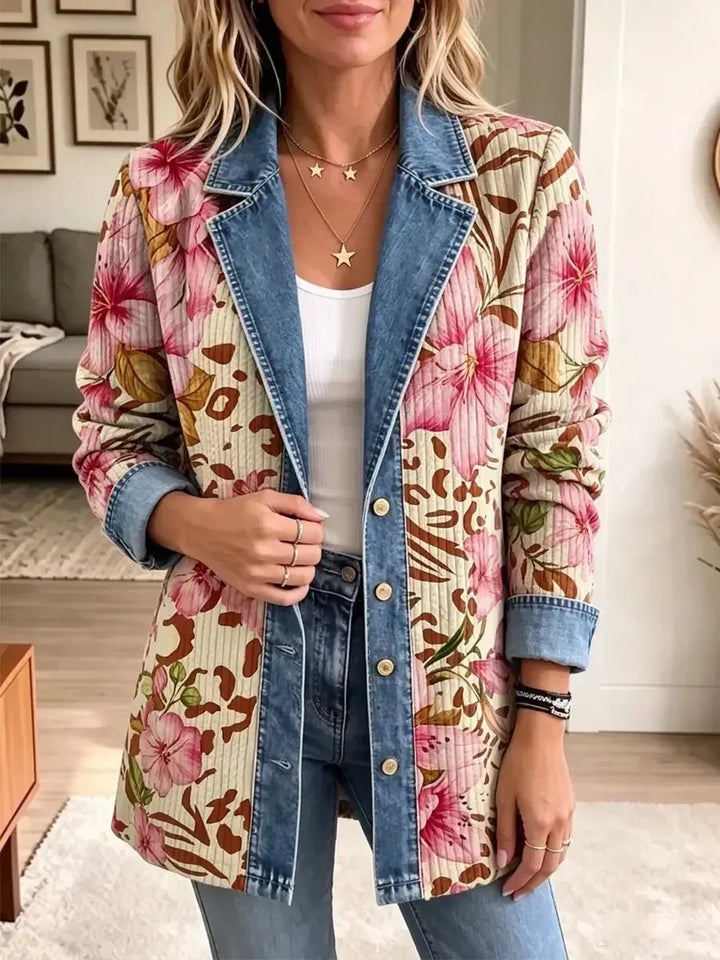 Nora | Retro Jacket with Floral and Leopard Print