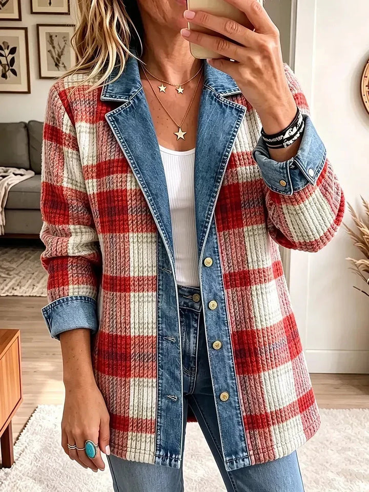 Kathleen | Vintage Denim Jacket with Patchwork
