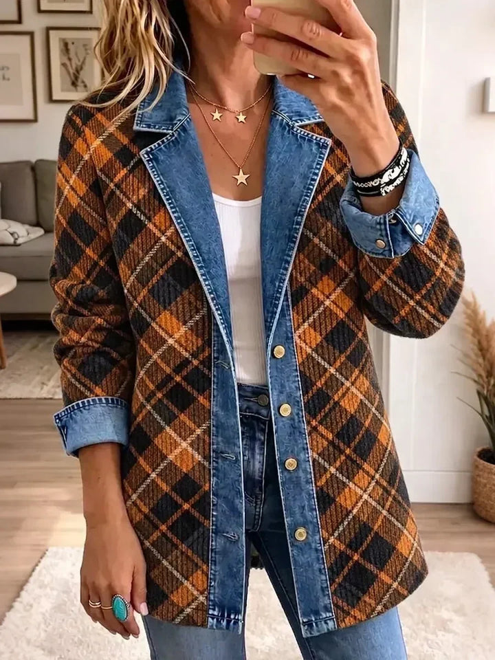 Ailish | Vintage Denim Jacket with Block Print