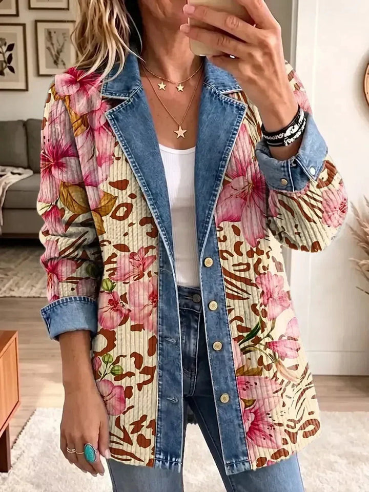 Nora | Retro Jacket with Floral and Leopard Print