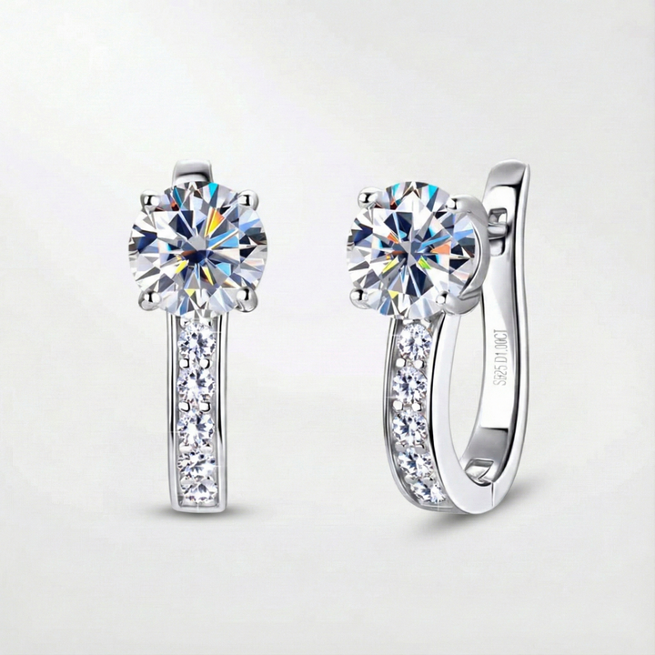 Hoop earrings with channel-set moissanite