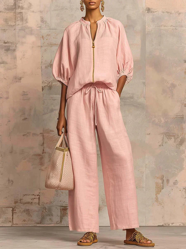 Alba | Two-Piece Set: Casual Shirt and Wide-Leg Trousers