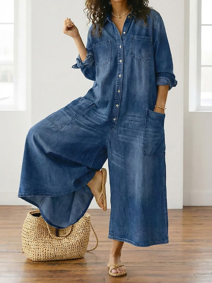Anaïs | Vintage Denim Buttoned Jumpsuit