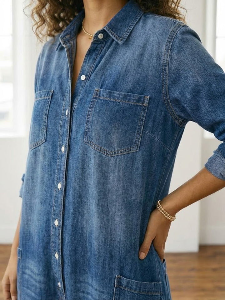 Anaïs | Vintage Denim Button-Up Jumpsuit