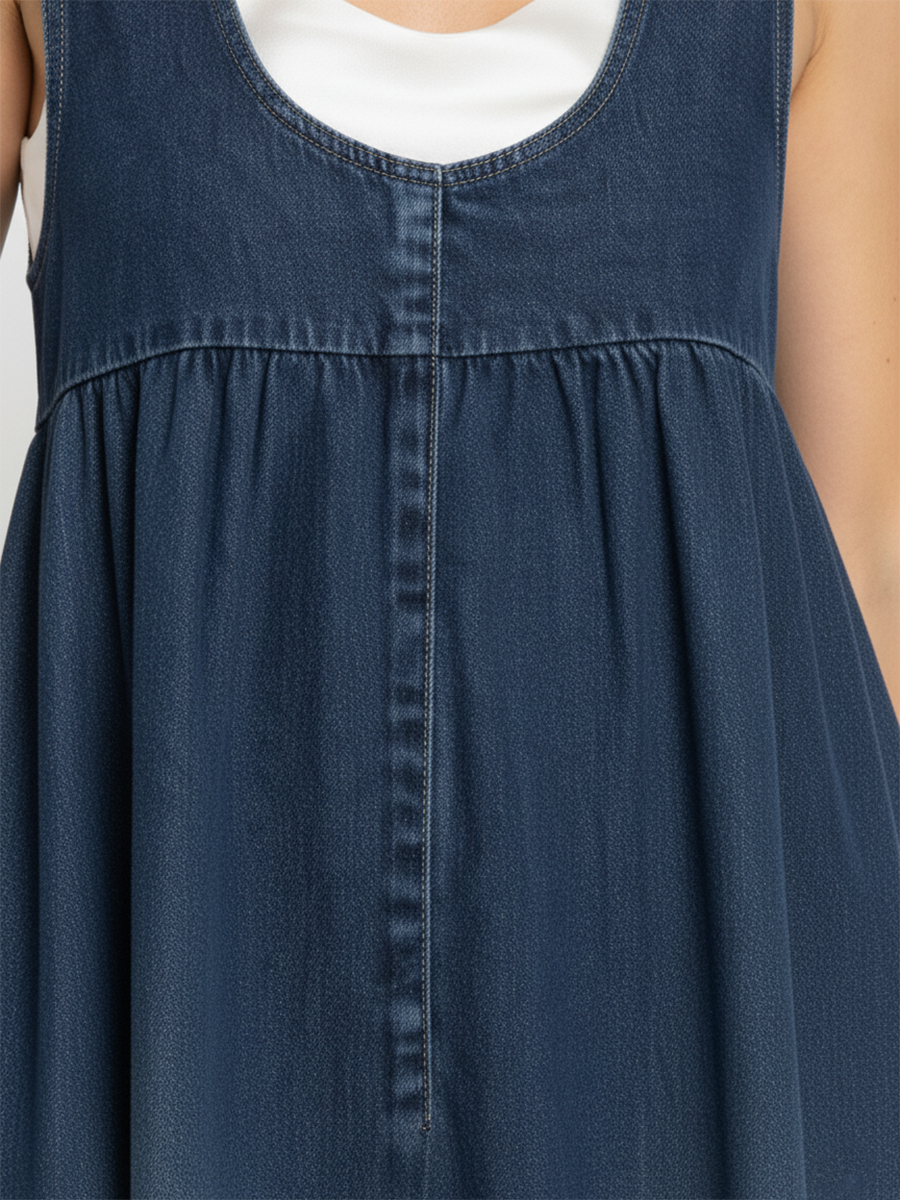 Capucine | Vintage Washed Denim Maxi Dress