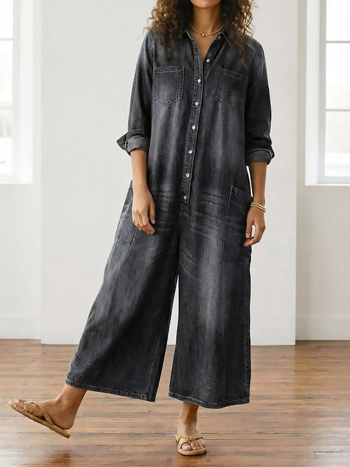 Anaïs | Vintage Denim Button-Up Jumpsuit