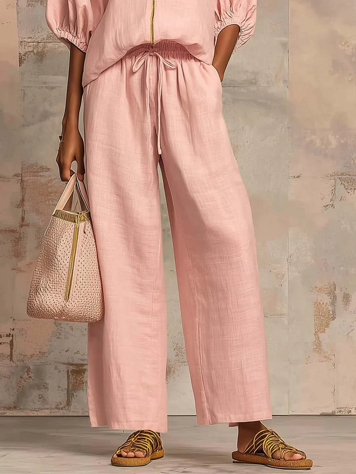 Alba | Two-Piece Set: Casual Shirt and Wide-Leg Trousers