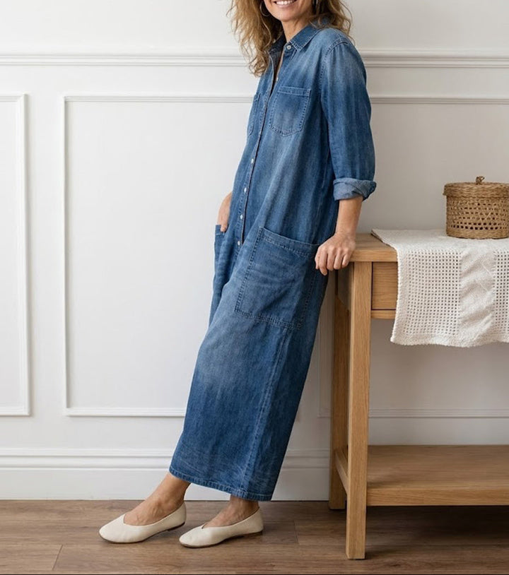Anaïs | Vintage Denim Buttoned Jumpsuit