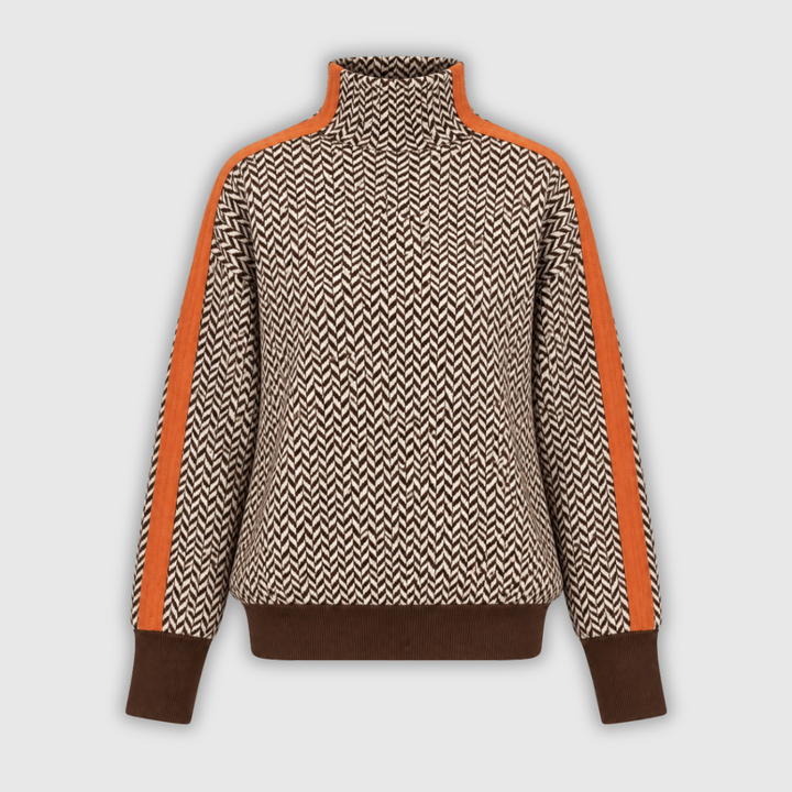 Agnes | Herringbone Roll Neck Jumper