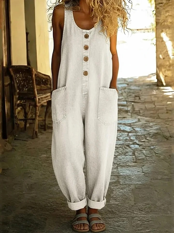 Lison | Vintage Washed Cotton Denim Dungarees