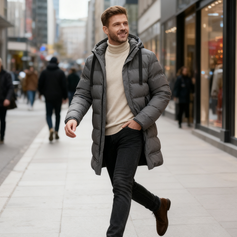 Léon | Long Quilted Jacket with Hood