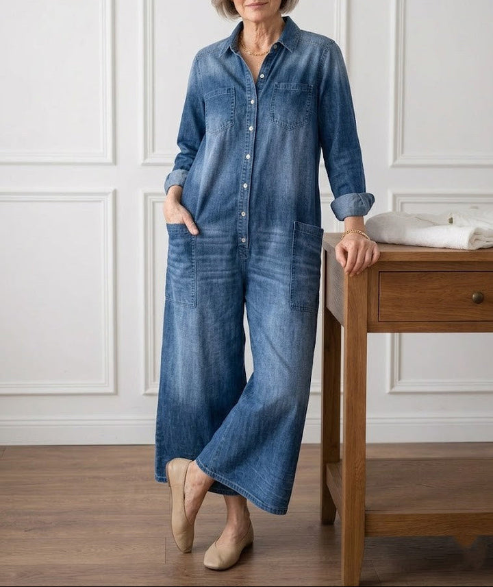 Anaïs | Vintage Denim Buttoned Jumpsuit